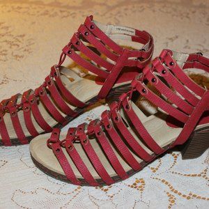JBU Jambu Womens 11M Clay Orange Strappy Strap 3” Stacked Heel Sandals